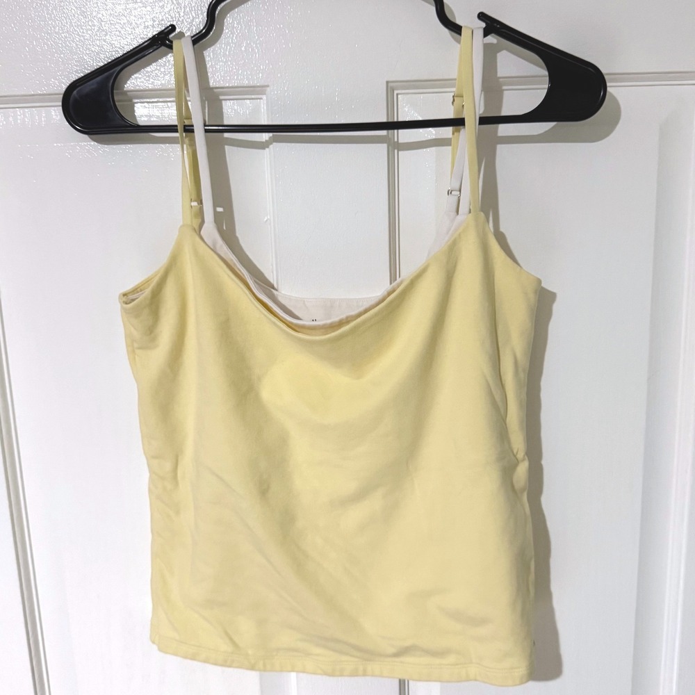Abercrombie & Fitch Bra-Free Double Layer Cami Butter Yellow Large Adjustable